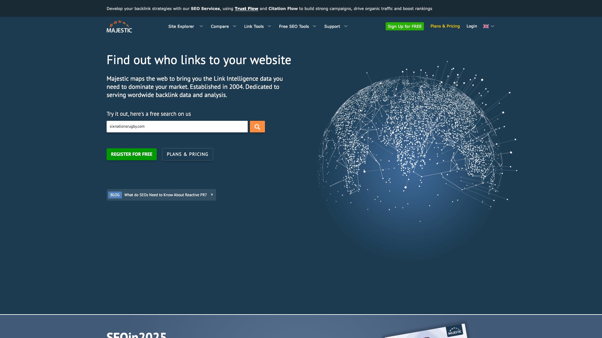 Majestic SEO interface