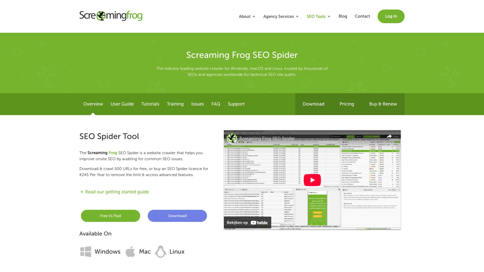 Screaming Frog SEO Spider interface