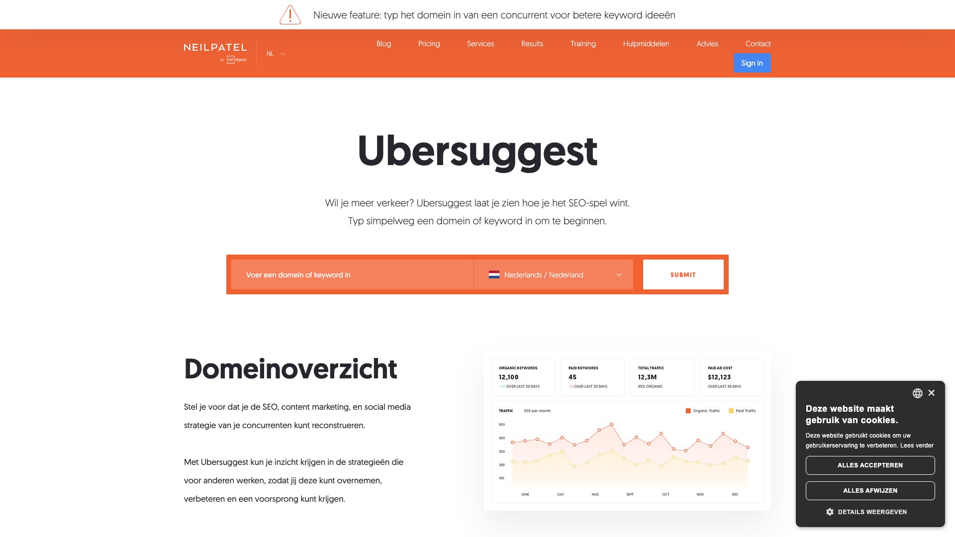Ubersuggest interface